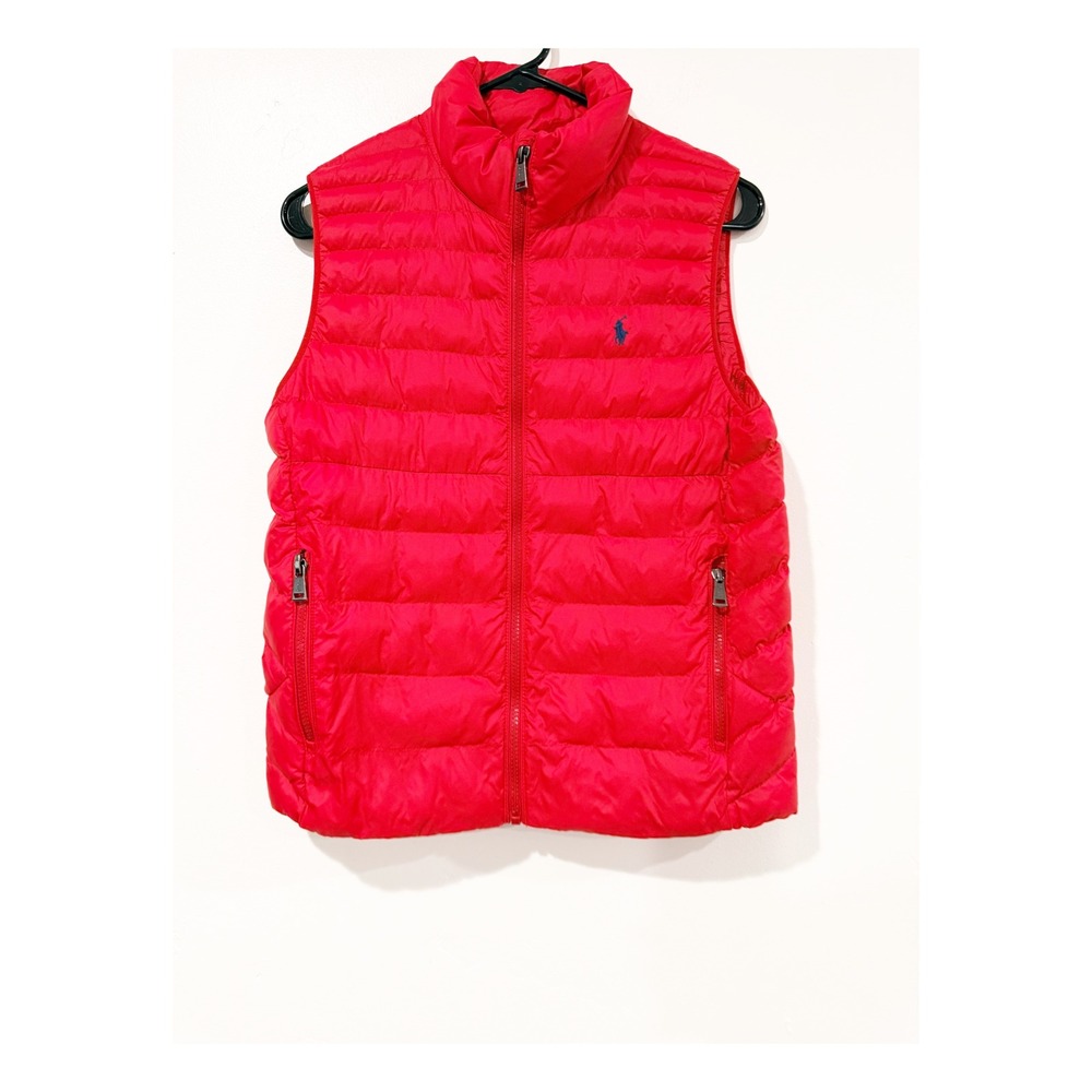 Polo Ralph Lauren Red Quilted Puffer Vest Full Zip Women